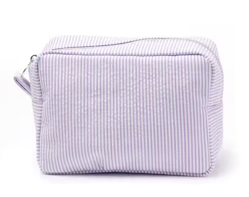 Seersucker Zipper Cosmetic Bag
