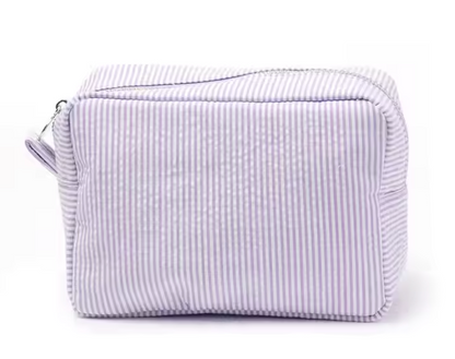 Seersucker Zipper Cosmetic Bag